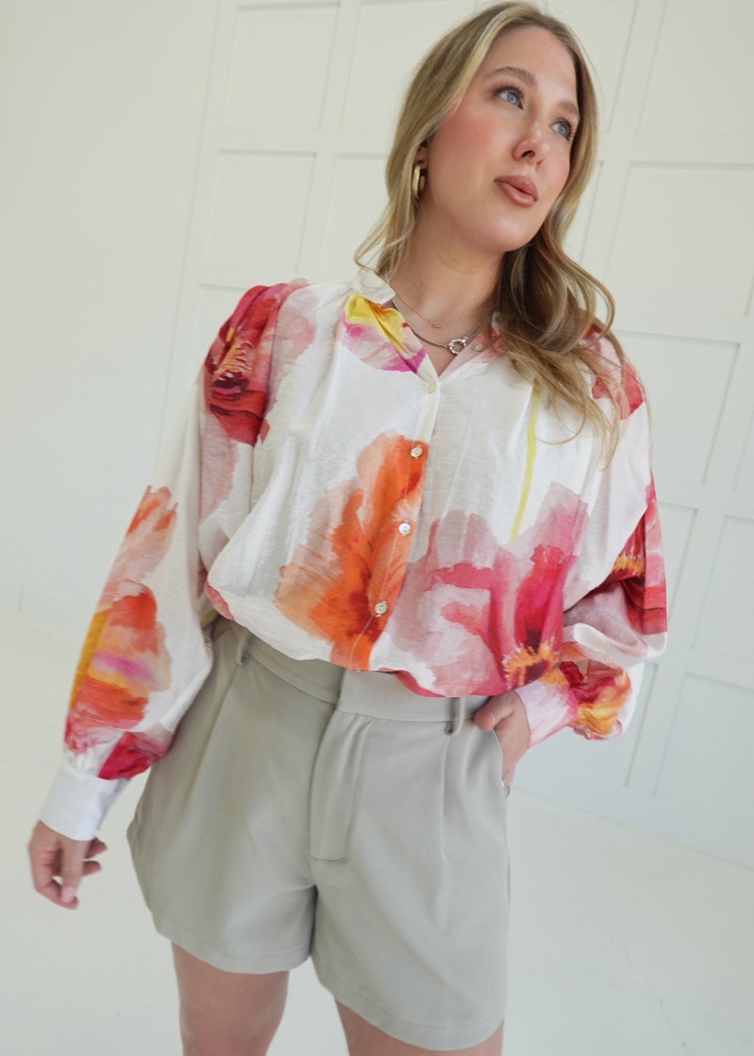 Riviera Palm Blouse - Ivory