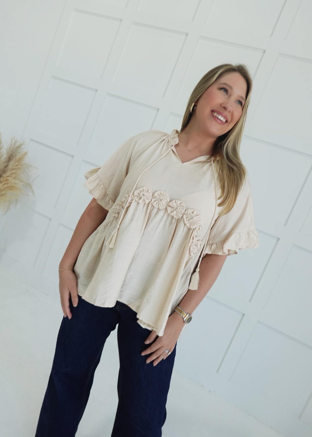Peppa Rosette Blouse - Stone