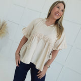 Peppa Rosette Blouse - Stone