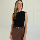 Naomi Belted Skort - Cocoa
