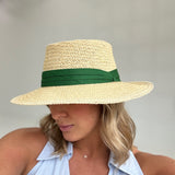 Straw Fedora - Beige/Green