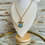 Round Pendant Necklace - Lt Blue