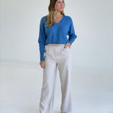 Henley Sweater Top - Blue