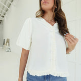 Leia Ruffle Top - Off White