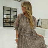 Kendra Plaid Skirt Set - Brown