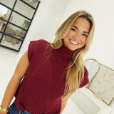 Called Cropped Sweater - Burgundy