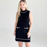 Francesca Mock Neck Dress - Black