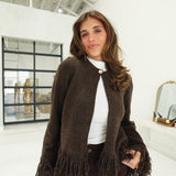 Audra Fringe Cardi - Chocolate
