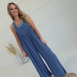 Mavern Crepe Overalls - Dusty Blue