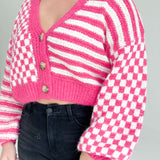 Rook Checkered Cardi - Pink