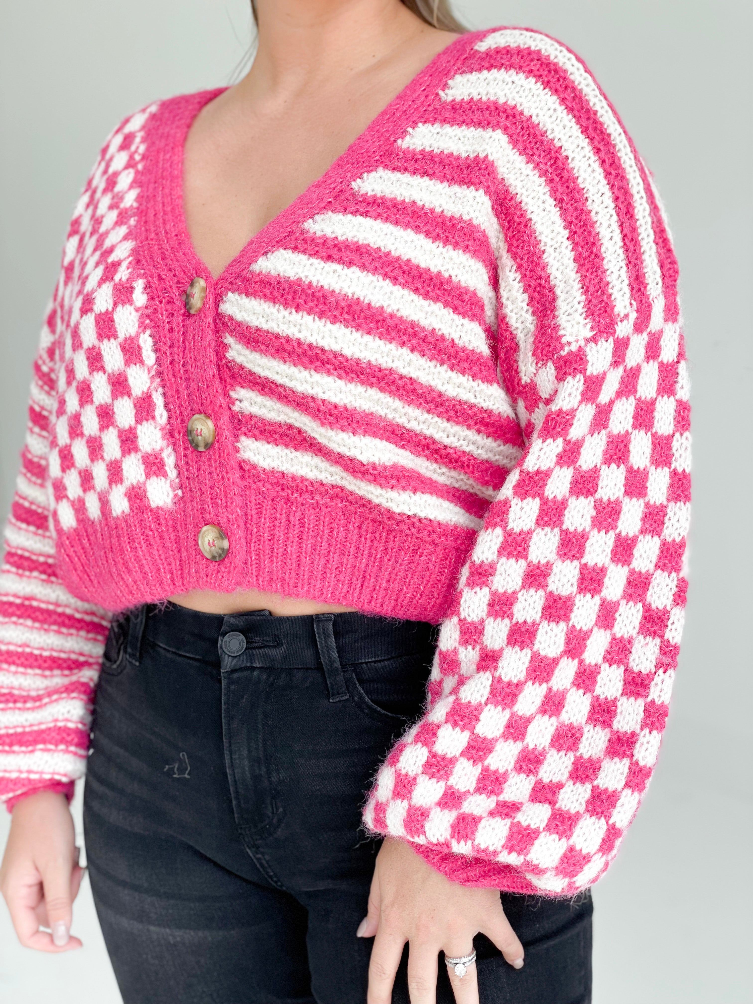 Rook Checkered Cardi - Pink