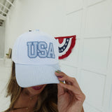 Striped Brim Trucker, USA Patch - Blue
