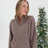 Stay The Same Zip-Up Cardi - Brown