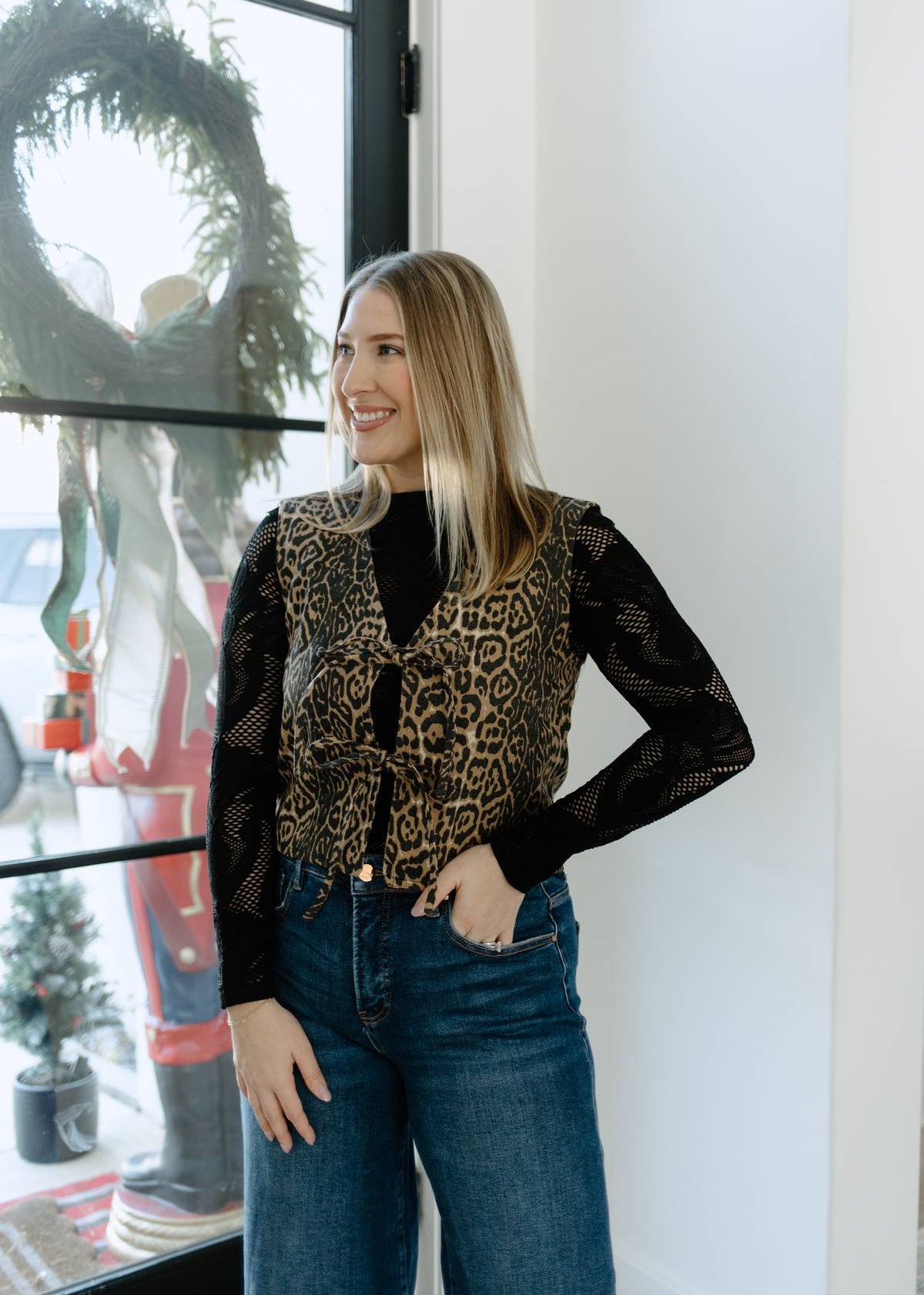 Kennedy Leopard Tie Top