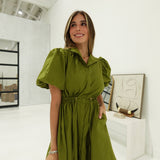 Mona Drawstring Dress - Olive
