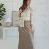 Elegant Evenings Maxi Skirt - Mocha