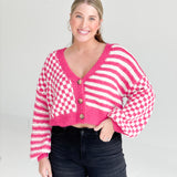 Rook Checkered Cardi - Pink