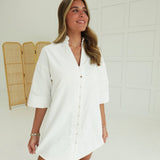Jenna Shirt Dress - White