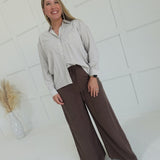 Quirky Button Down Top - Khaki