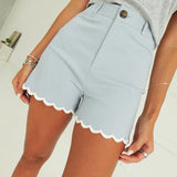 Sheely Scalloped Shorts - Baby Blue