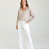 Leland V-neck Sweater - Light Taupe