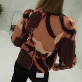 Louise Printed Top - Brown Combo