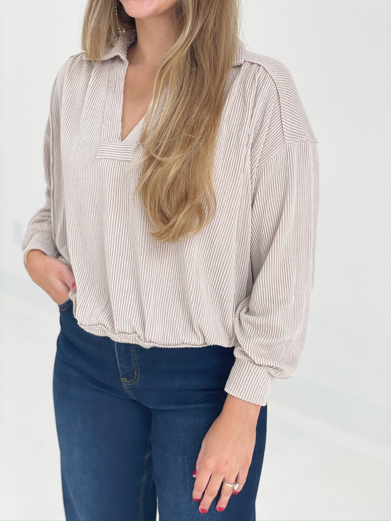 Slow Day Slouchy Top - Taupe