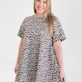 Ledger Leopard Mini Dress - Ecru