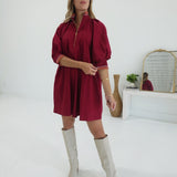 Sibly Mini Dress - Burgundy