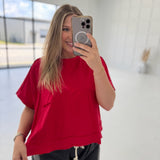 Exposed Seam Tee - Ruby