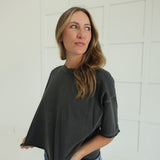Boxy Acid Wash Tee - Black