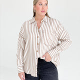 Muriel Striped Blouse - Khaki