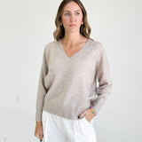 Leland V-neck Sweater - Light Taupe