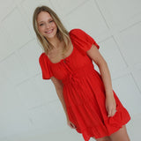 Frilly Mini Dress - Red