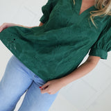 Adaline Embroidered Blouse - Green