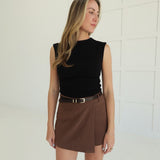 Naomi Belted Skort - Cocoa