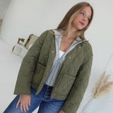 Quilted Combo Jacket - Olive