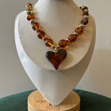 Handmade Chunky Charm Necklace - Brwn