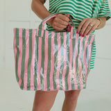 Vinyl Tote Bag - Pink/Green