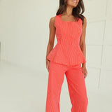 Lamar Peplum Set - Red