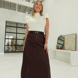 Collins Leather Skirt - Burgundy