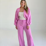 Lazy Wear Cropped Shrug - Pink