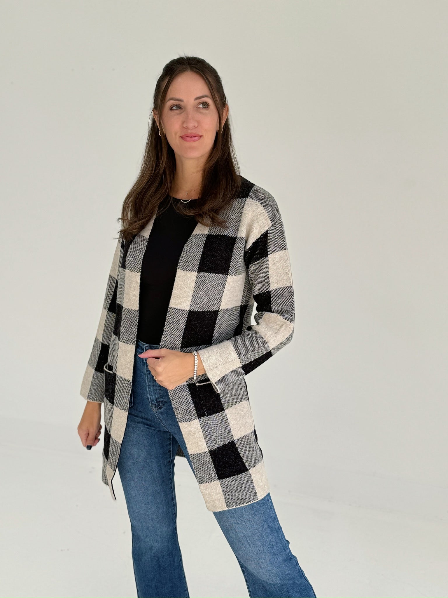 Double Checked Cardigan