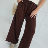 Zina Wide Leg Pants - Chocolate