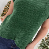 Chenille Waffle Top - Dk Green