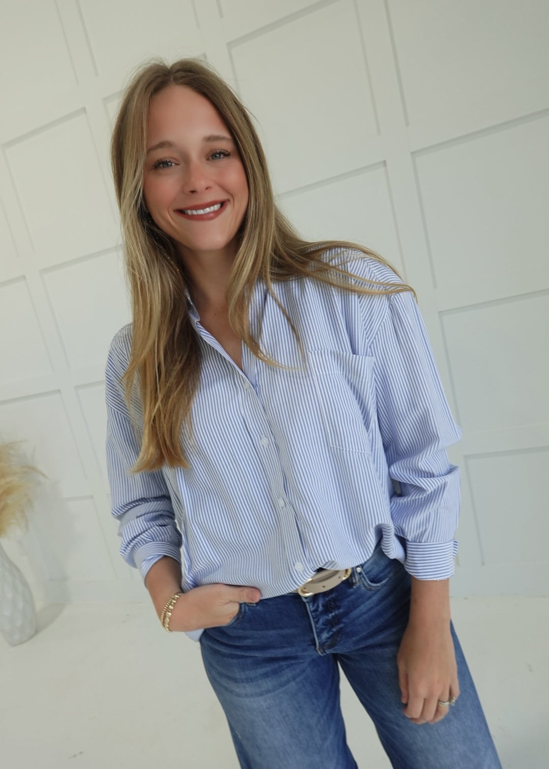 Quirky Button Down Top - Blue