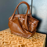 Selena Woven Crossbody - Cognac