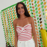 Extra Point Strapless Top - Red