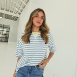 Johnnie Striped Top - Dusty Blue Multi