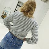 Homeroom Striped Cardi - Dusty Blue